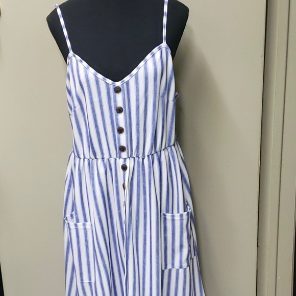 Summer Blue & White Striped Sundress - Picture 1 of 3